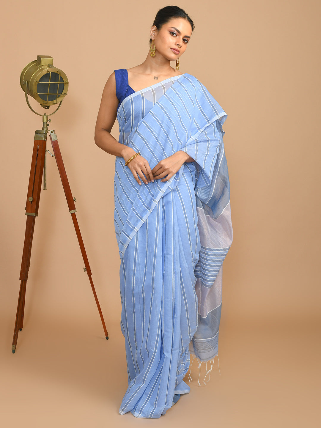 CERULEAN CHARM (BENGAL HANDLOOM COTTON BLEND SAREE)