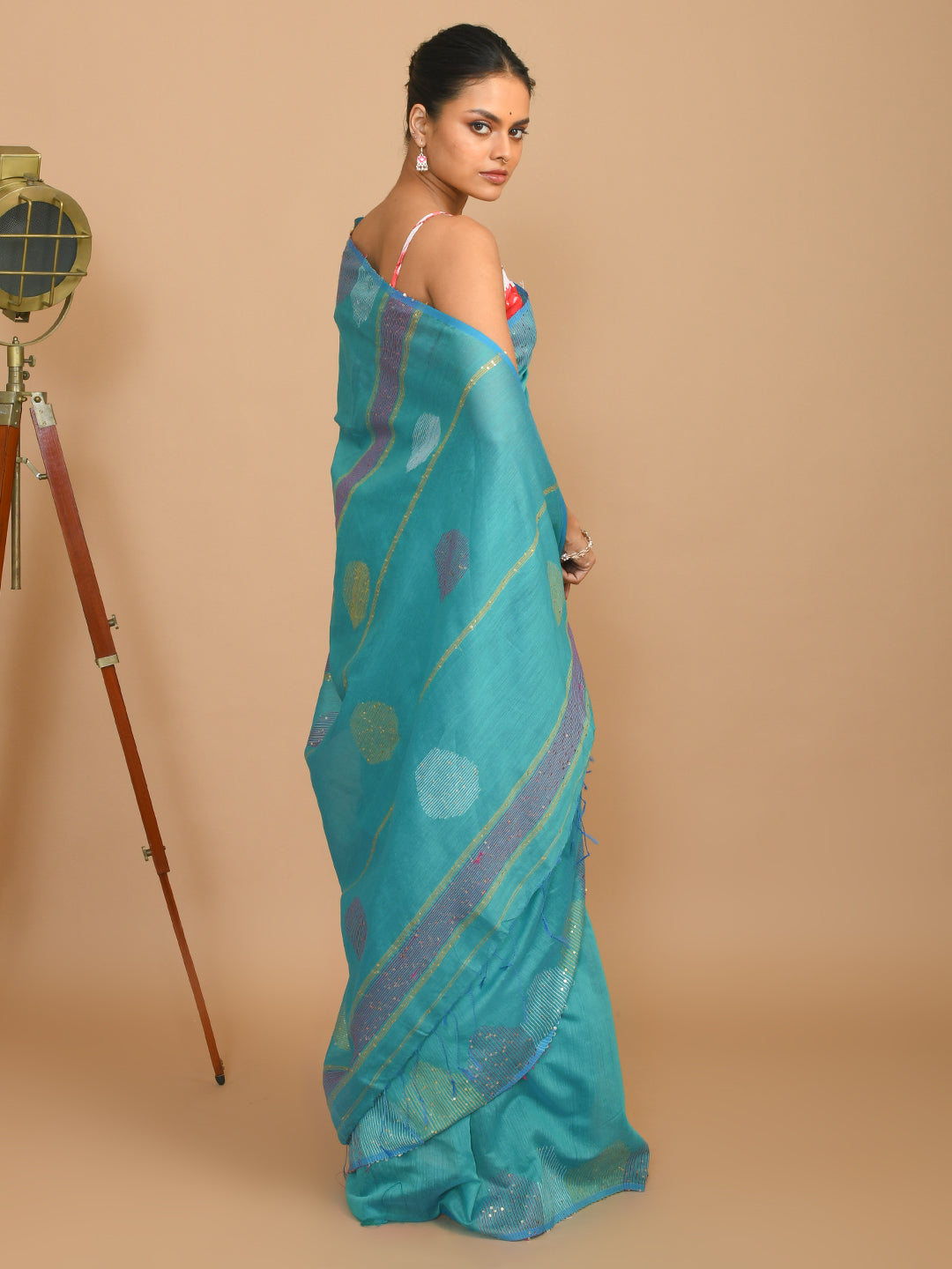 AZURE ELEGANCE (HANDLOOM COTTON BLEND SAREE)