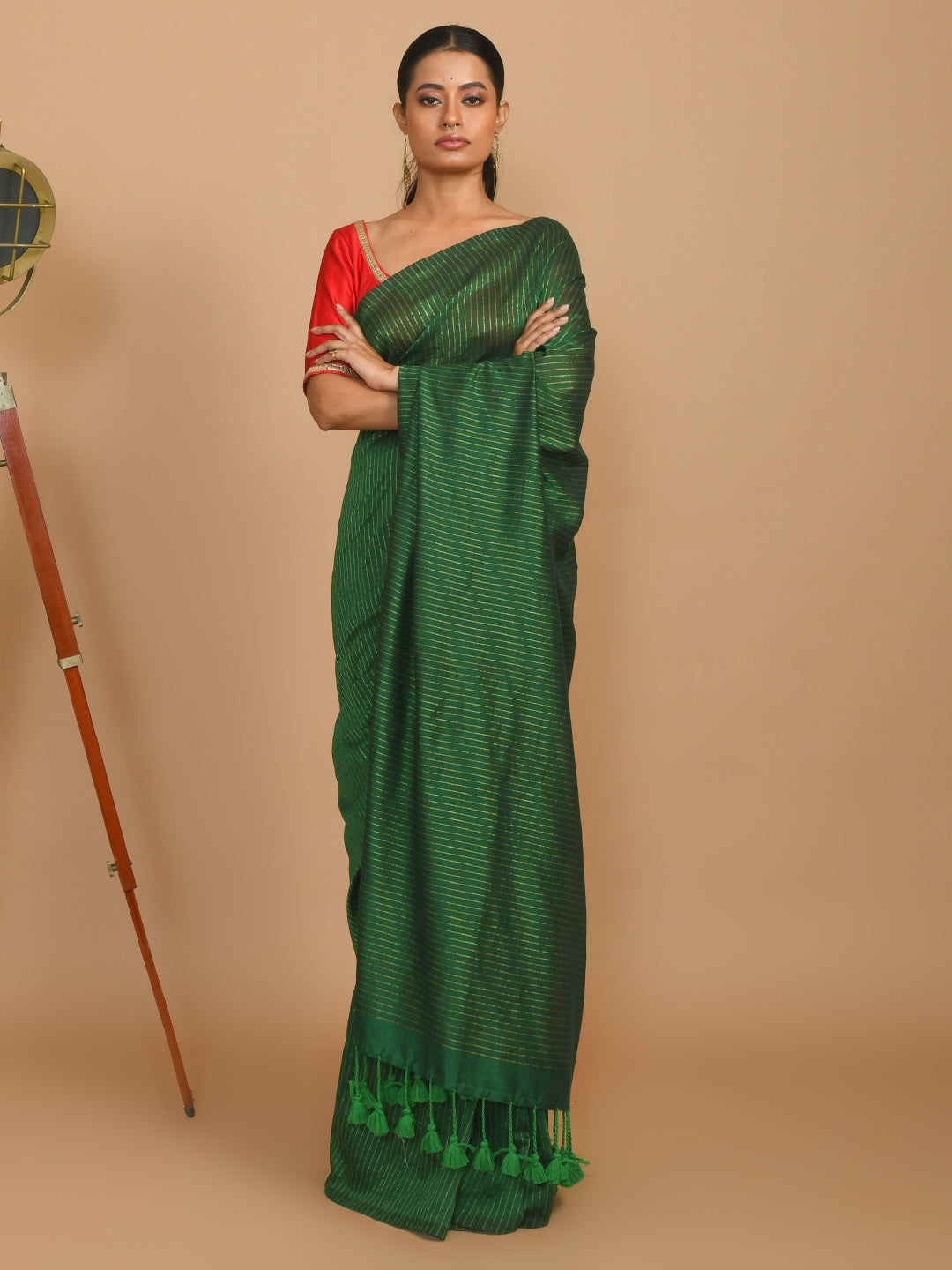 EVERGREEN SERENITY (BENGAL HANDLOOM COTTON BLEND SAREE)
