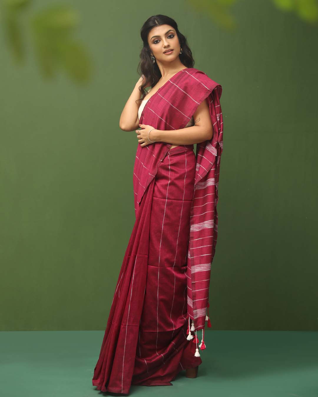 FUCHSIA FLAIR (BENGAL HANDLOOM COTTON BLEND SAREE)