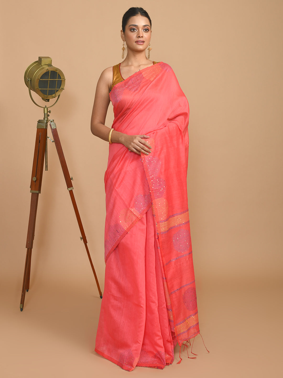 BLUSH RADIANCE (HANDLOOM COTTON BLEND SAREE)