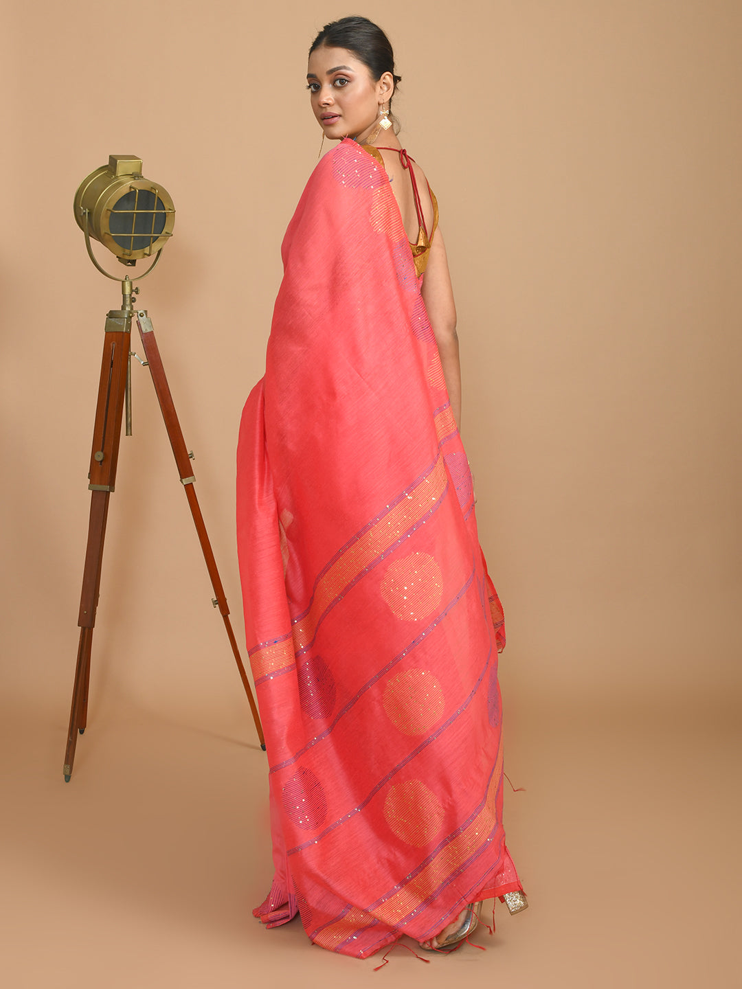 BLUSH RADIANCE (HANDLOOM COTTON BLEND SAREE)