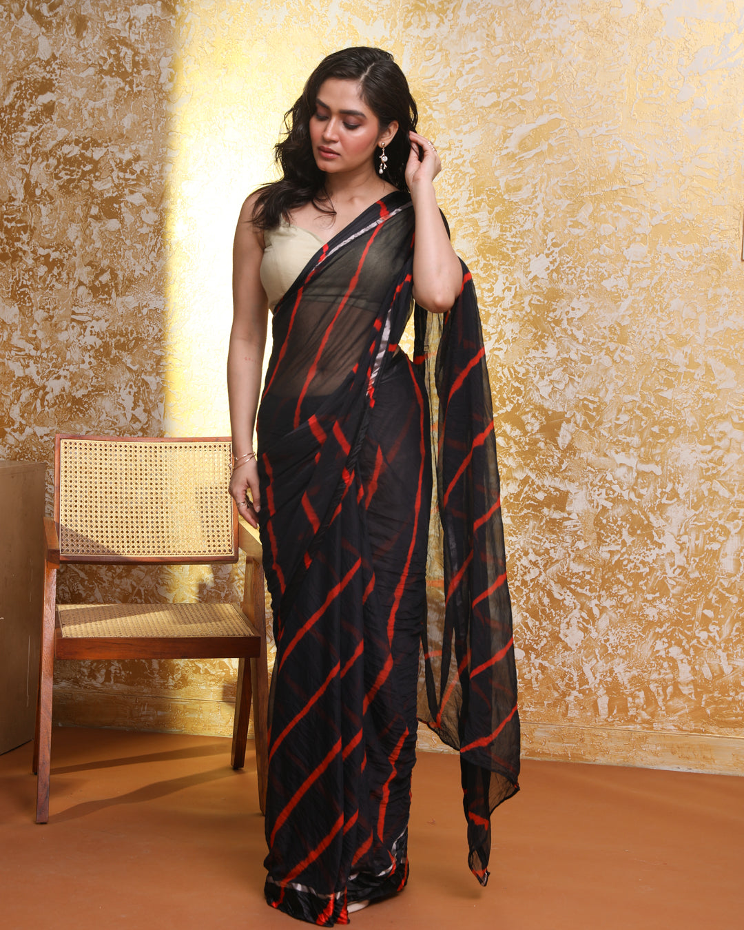 SCARLET TWILIGHT LEHERIYA (LEHERIYA  SAREE)