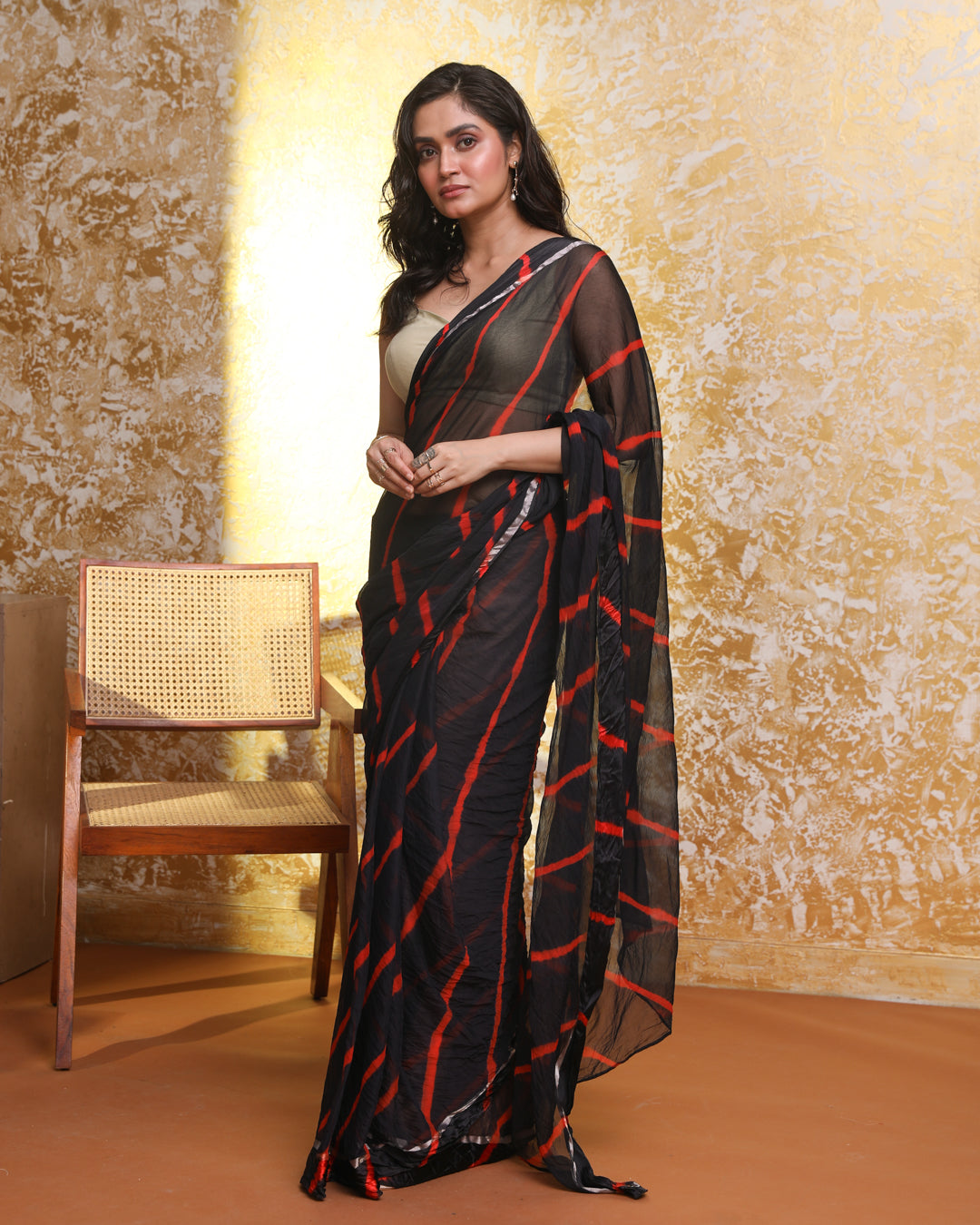 SCARLET TWILIGHT LEHERIYA (LEHERIYA  SAREE)