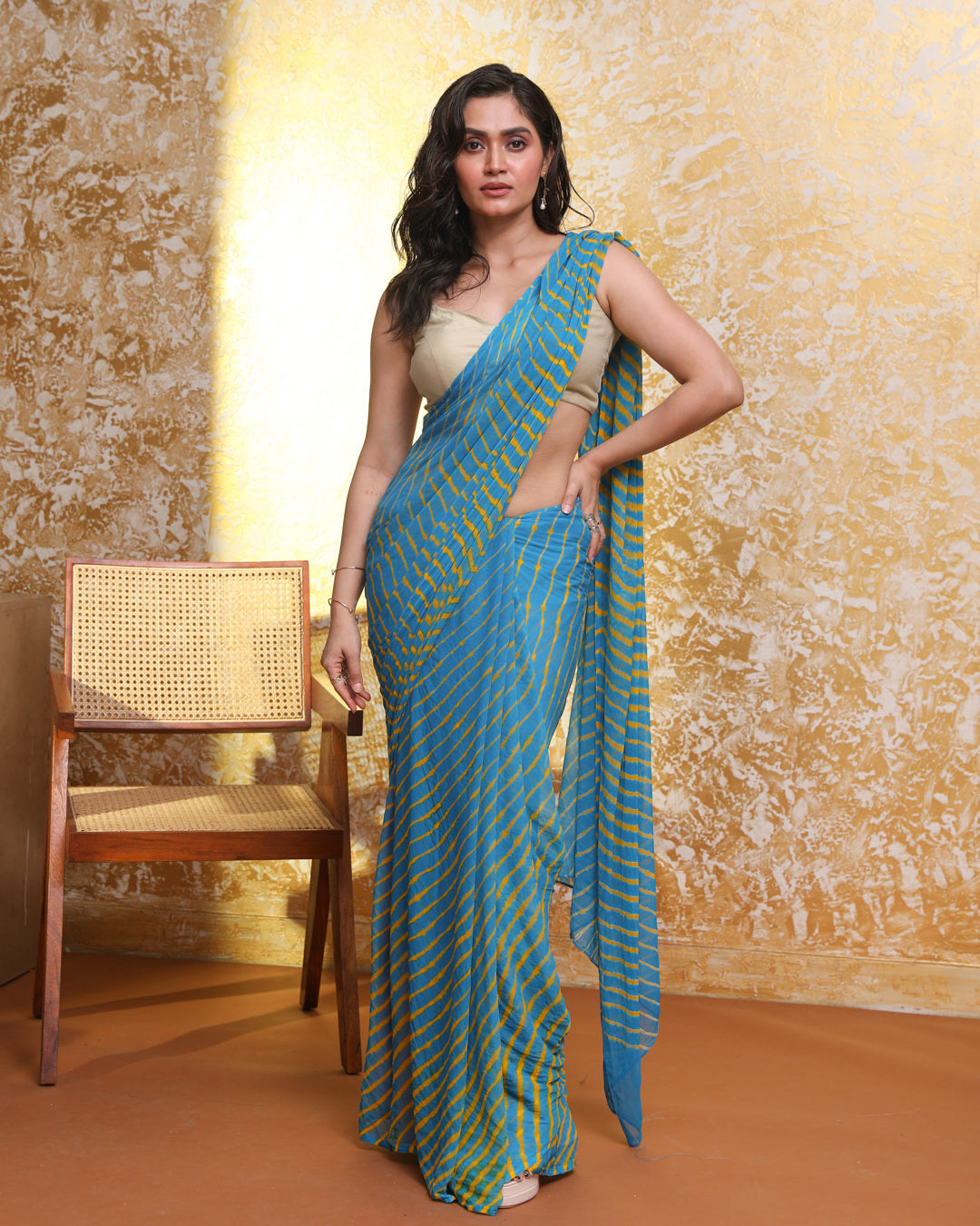 ICY BLUE DELIGHT (LEHERIYA  SAREE)