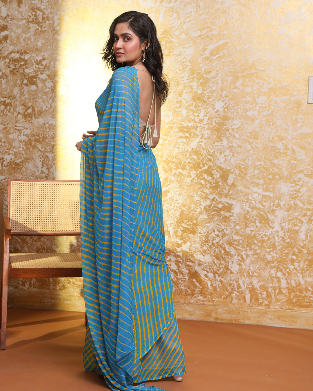 ICY BLUE DELIGHT (LEHERIYA  SAREE)