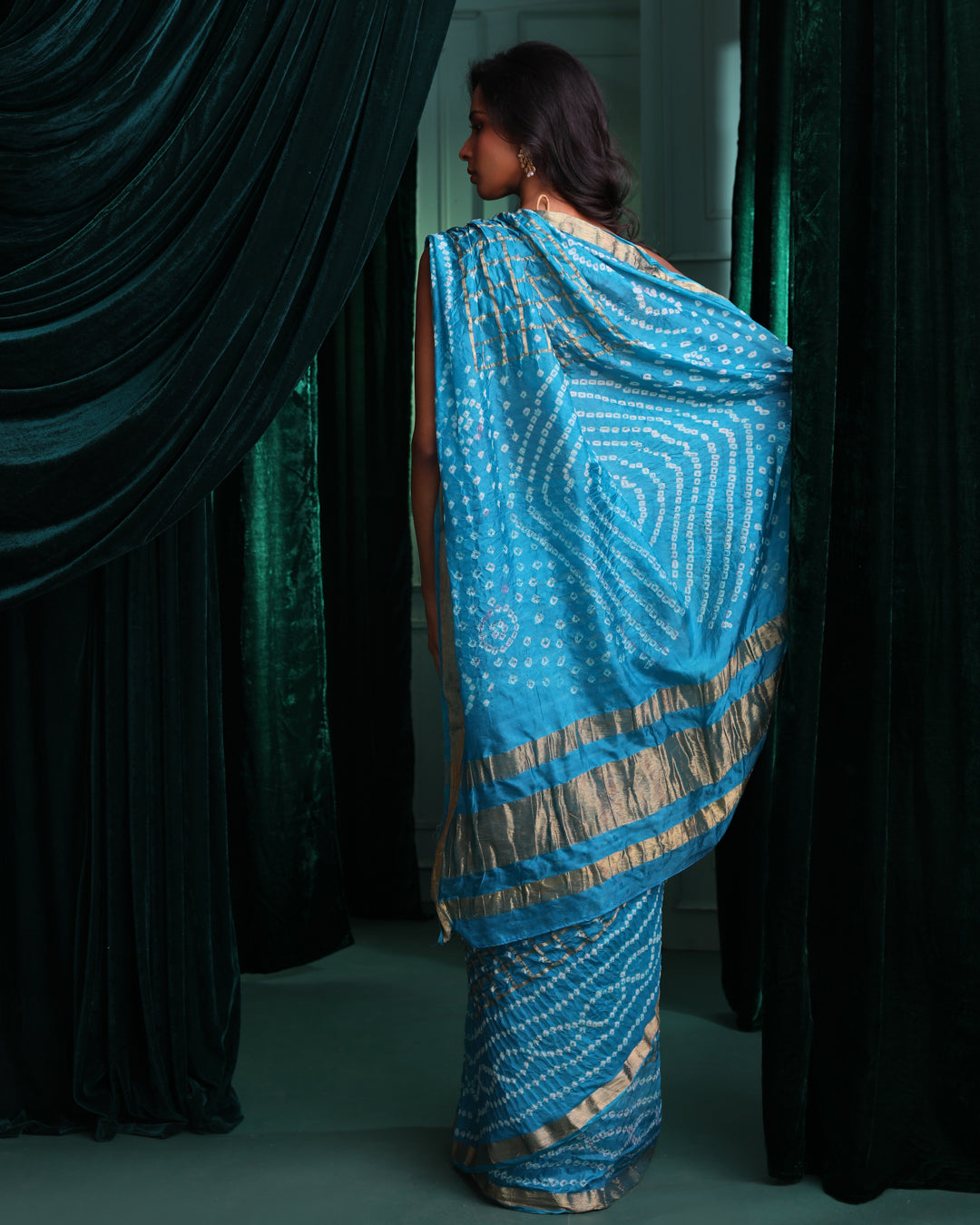BLUE ENCHANTMENT (BANDHANI POLY SILK SAREE)