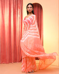 BLUSHING CORAL DREAM (LEHERIYA  SAREE)