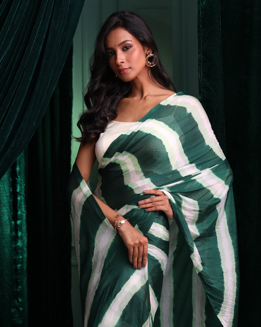 PINE WHISPER (LEHERIYA  SAREE)
