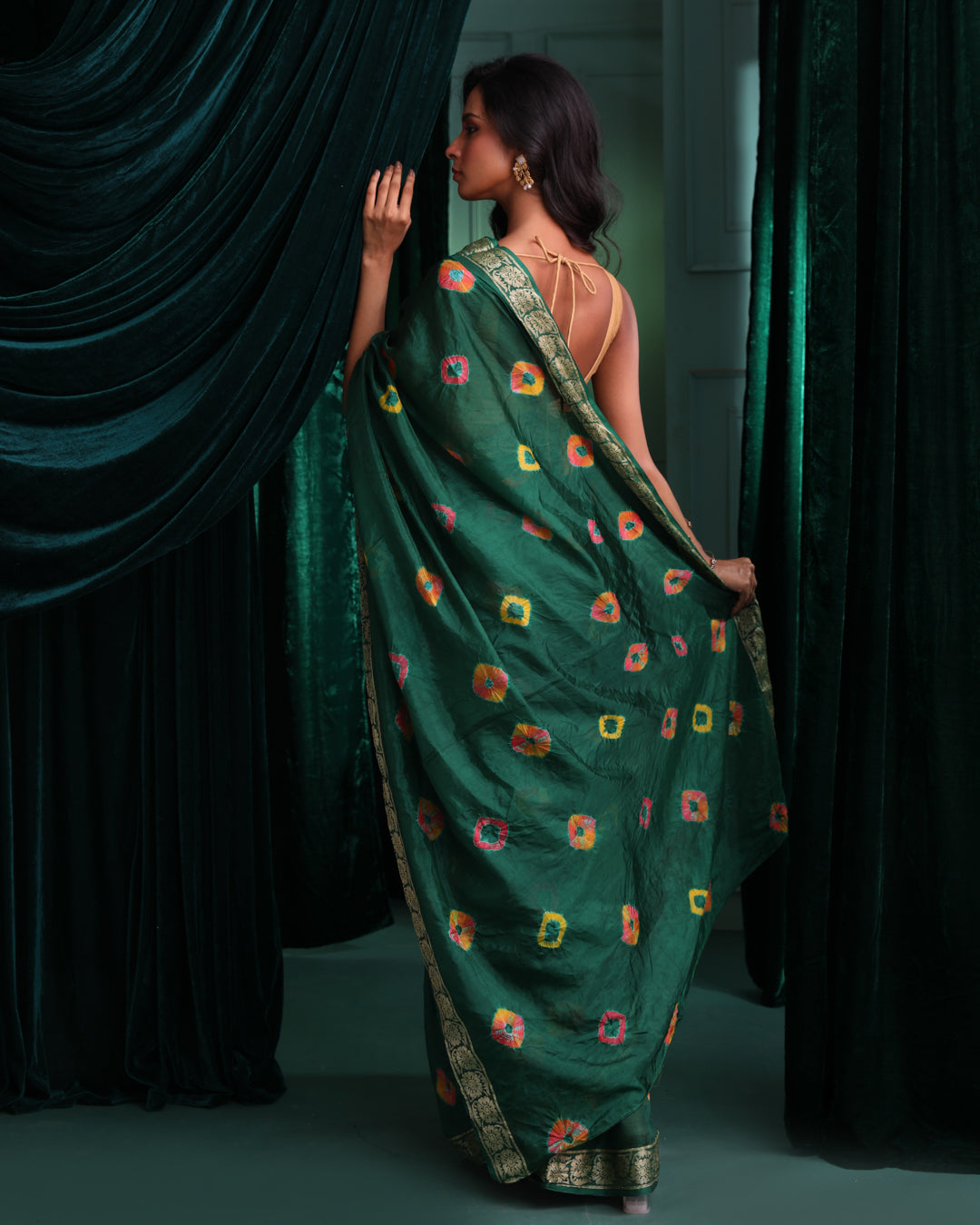 VERDANT RADIANCE (BANDHANI  SILK SAREE)