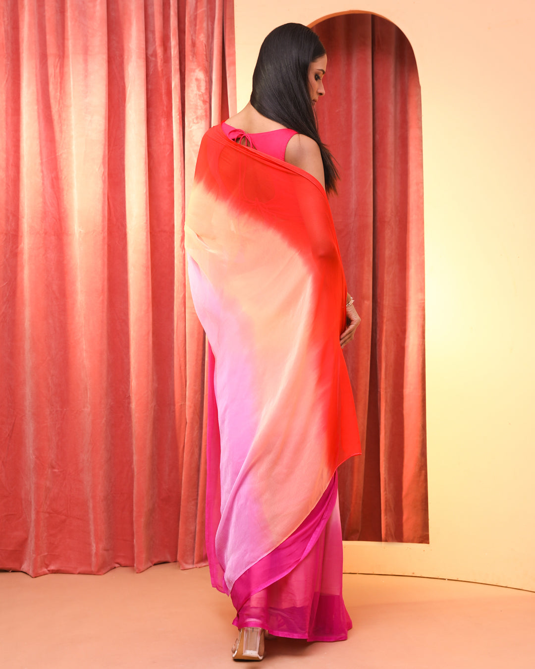 PEACHY DREAM (OMBRE  SAREE)