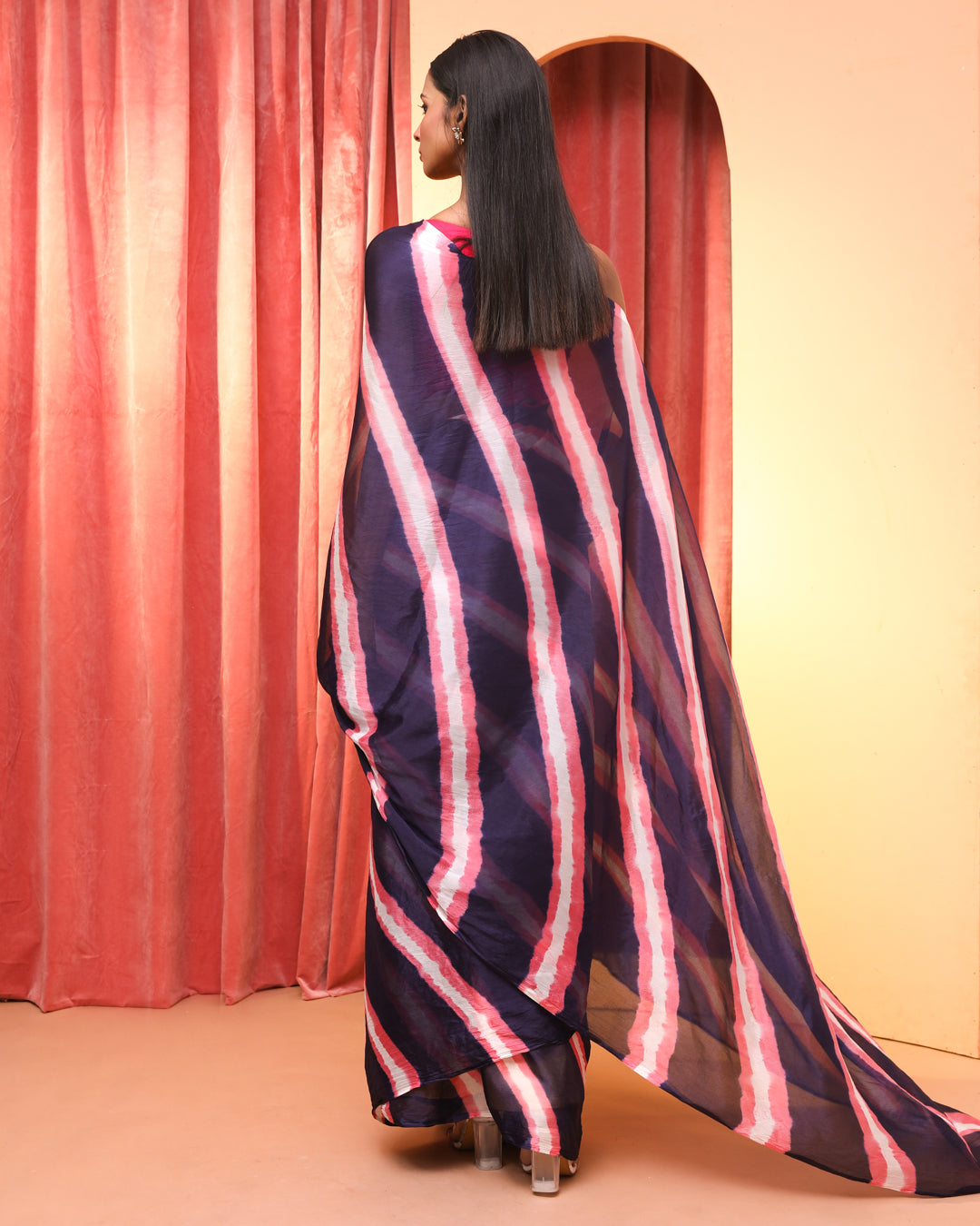 BRAVEHEART NAVY BLUE (LEHERIYA  SAREE)