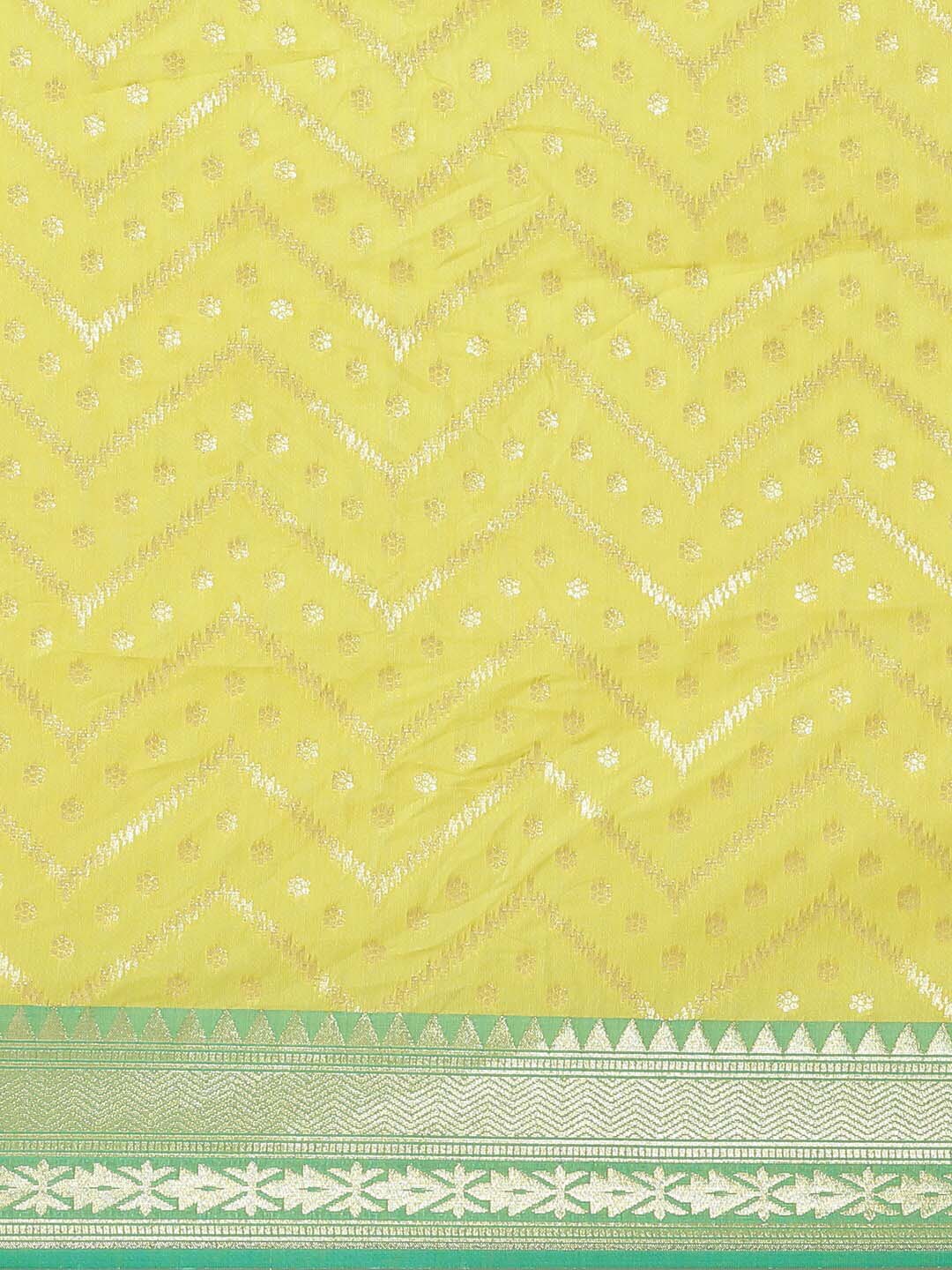 Indethnic Banarasi Lemon Woven Design Party Wear Saree - View 3