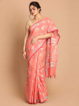 CORAL PAISLEY WHIMSY (BANARASI COTTON BLEND SAREE)