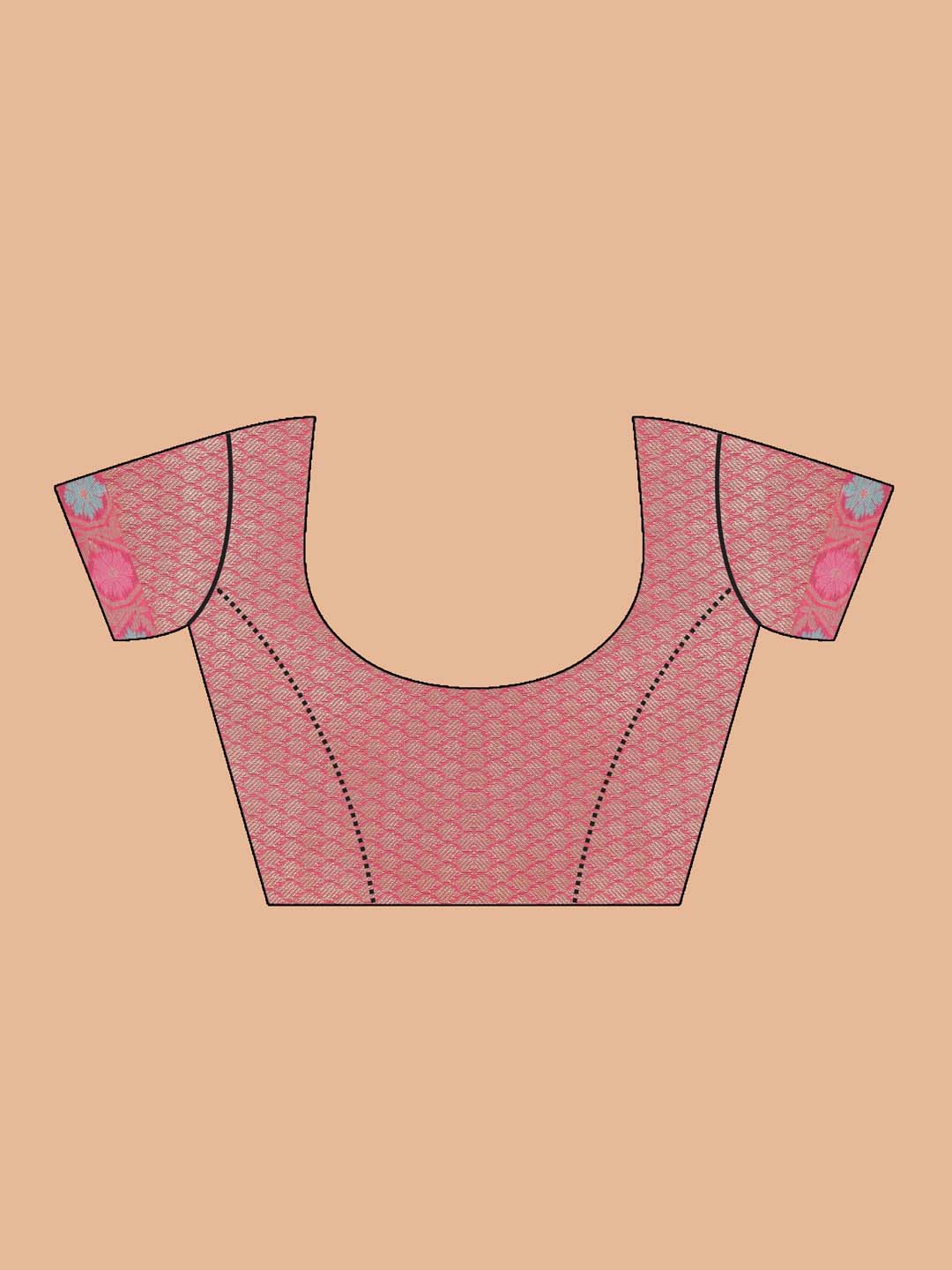 Indethnic Banarasi Coral Woven Design Party Wear Saree - Blouse Piece View