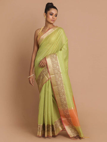 MATCHA GLAZE (BANARASI COTTON BLEND SAREE)