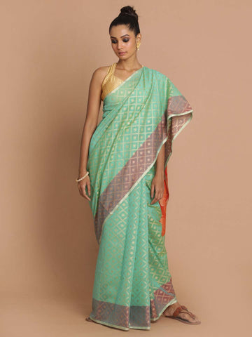 SERENE SAGE (BANARASI COTTON BLEND SAREE)