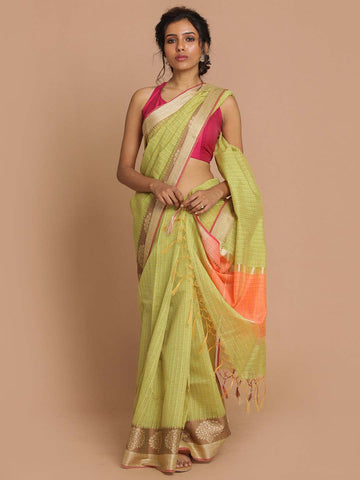GREEN APPLE (BANARASI COTTON BLEND SAREE)