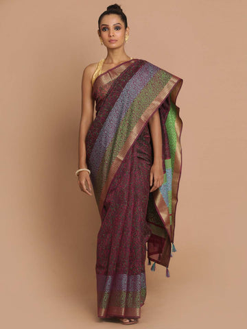 CERISE QUEEN (BANARASI COTTON BLEND SAREE)