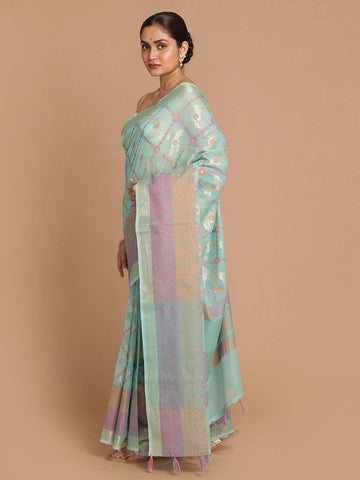 GREEN PLAY (BANARASI COTTON BLEND SAREE)