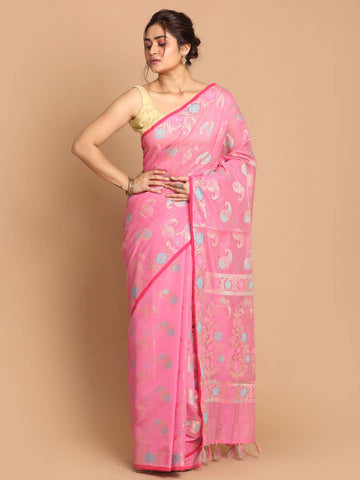 BLUSH PAISLEY DREAM (BANARASI COTTON BLEND SAREE)