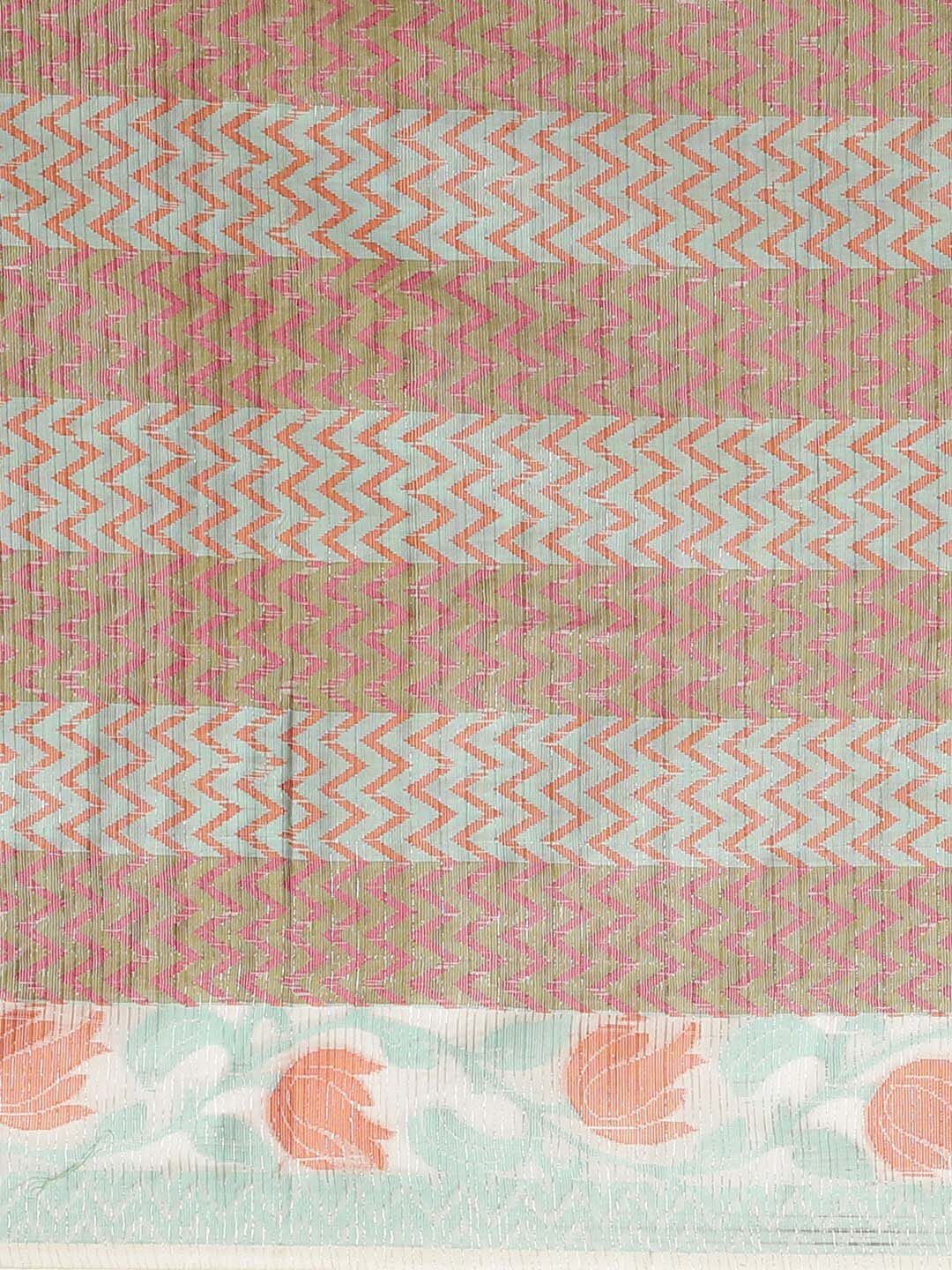 Indethnic Banarasi White Woven Design Party Wear Saree - Saree Detail View