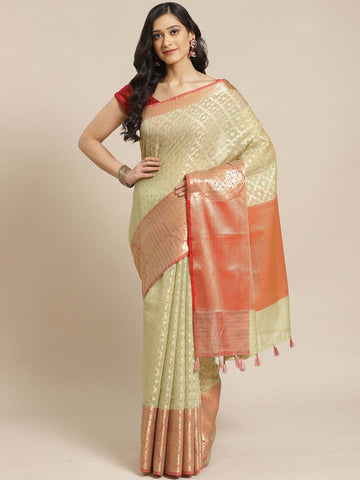 BEIGE RADIANCE (BANARASI LIVA SAREE)