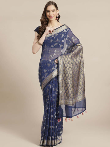 HOLY GOLD BLUE (BANARASI LIVA SAREE)