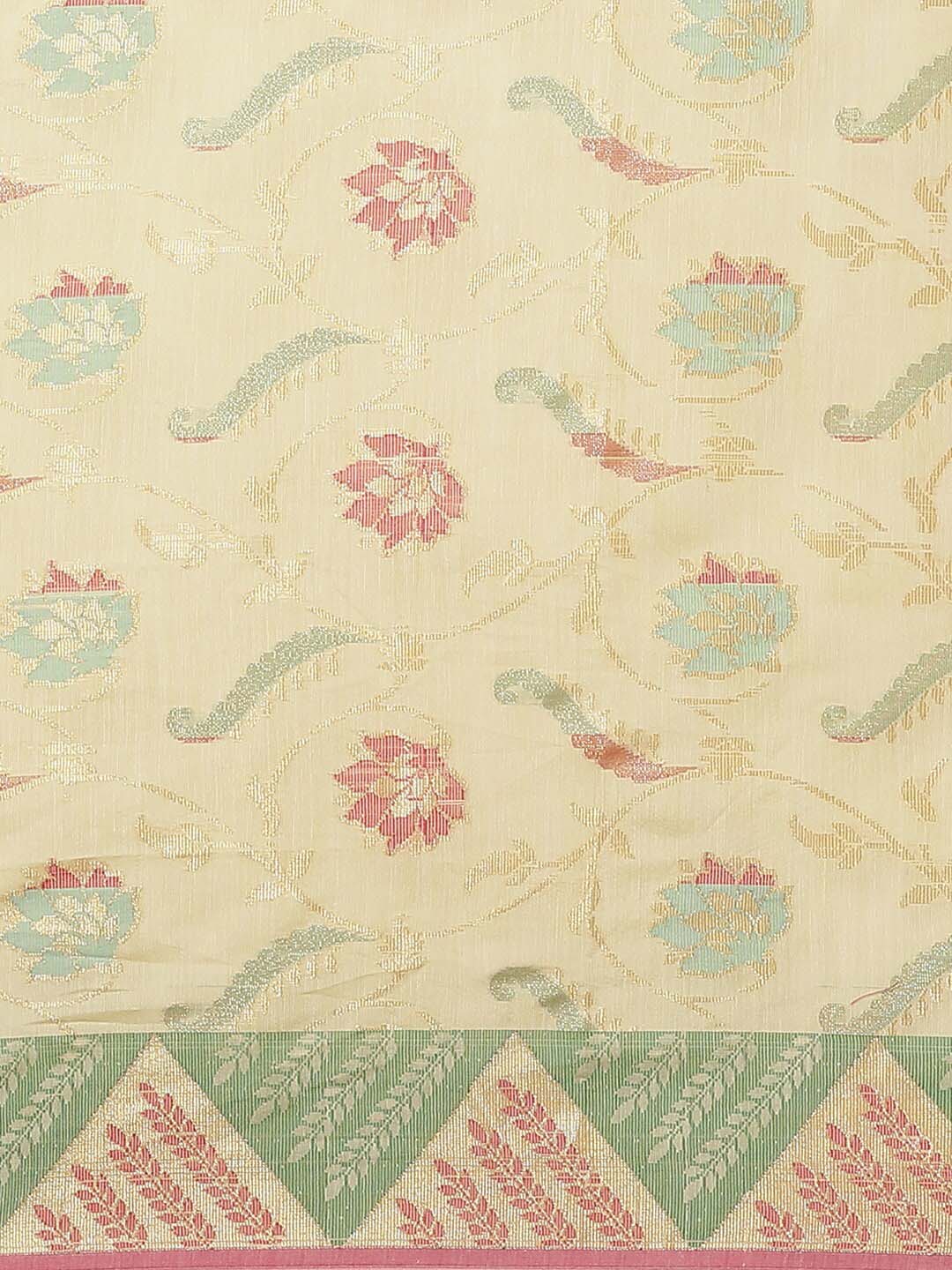 Indethnic Banarasi Cream Woven Design Festive Wear Saree - View 2