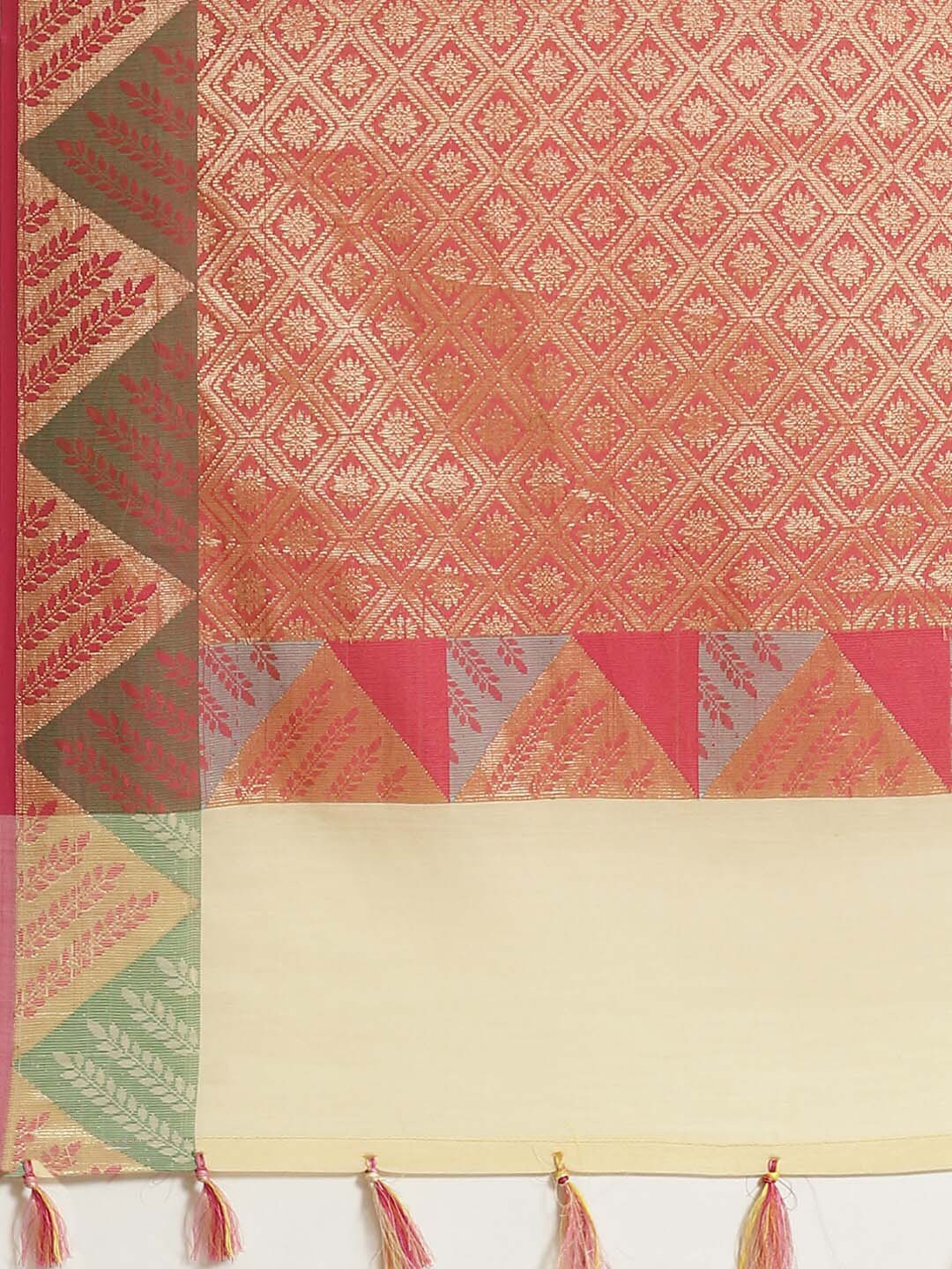 Indethnic Banarasi Cream Woven Design Festive Wear Saree - Saree Detail View