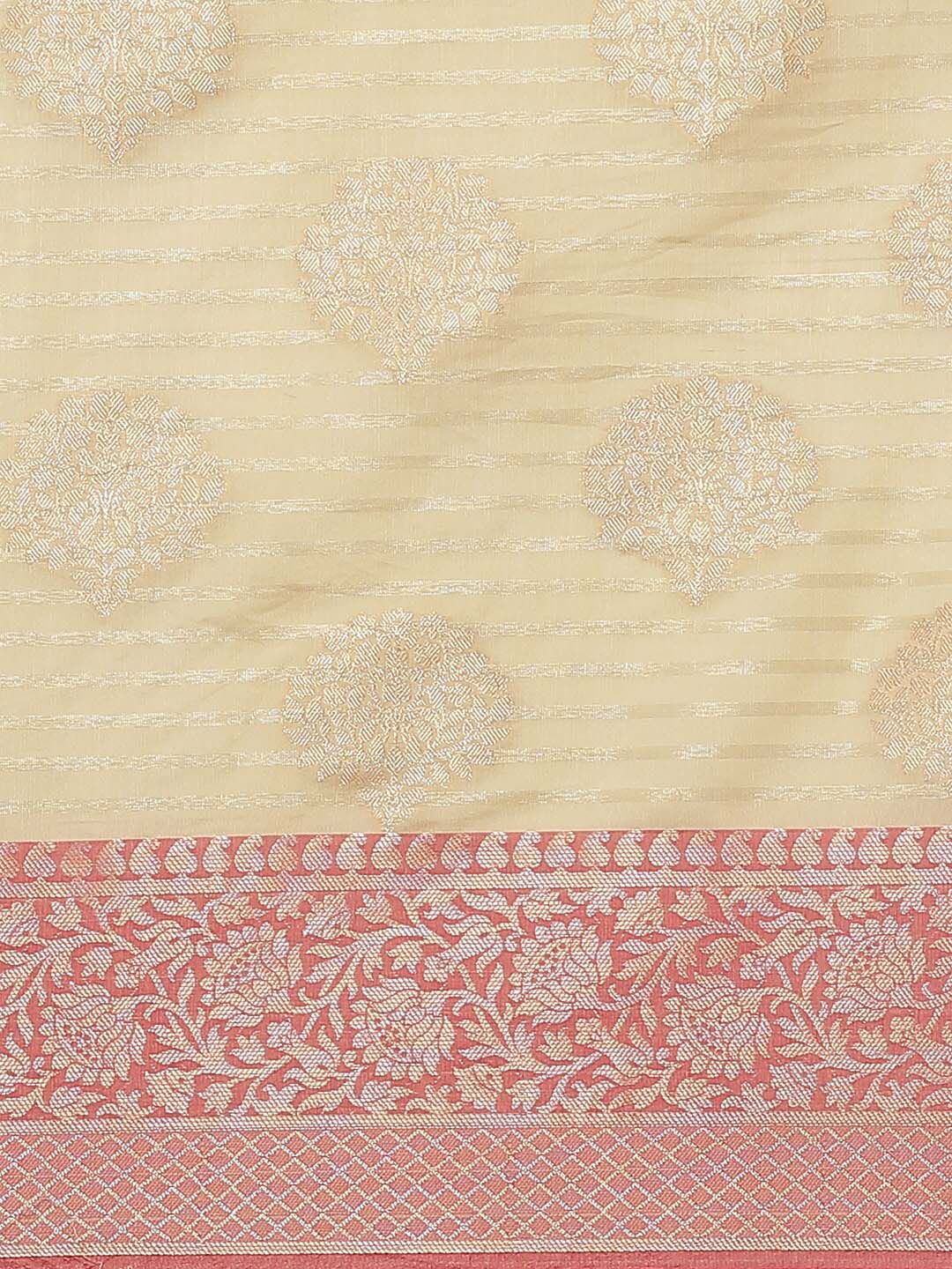 Indethnic Banarasi Cream Woven Design Work Wear Saree - View 2