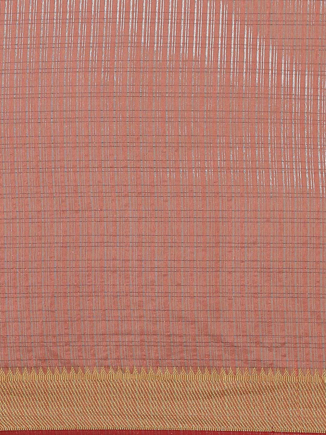 Indethnic Banarasi Green Checked Work Wear Saree - Saree Detail View