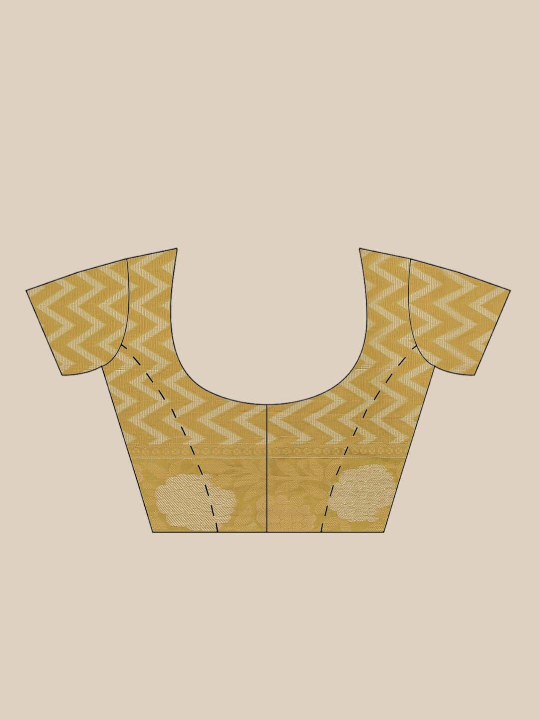 Indethnic Banarasi Lime Green Woven Design Work Wear Saree - Blouse Piece View