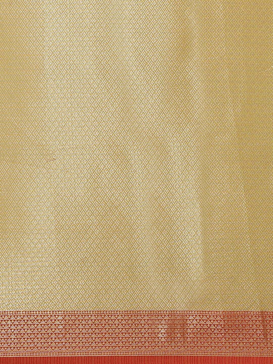 Indethnic Banarasi Lime Green Woven Design Festive Wear Saree - Saree Detail View