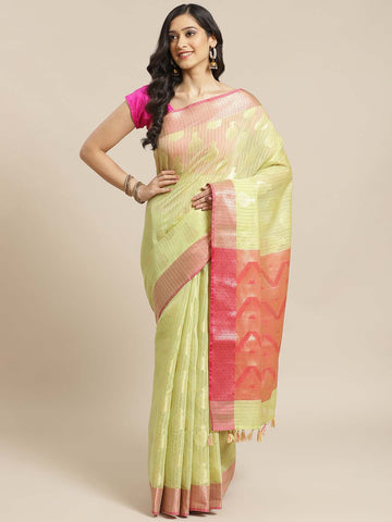 SOOTHING GREEN (BANARASI LIVA SAREE)