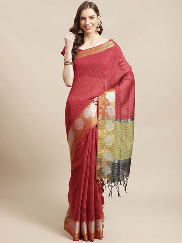 CRIMSON COMMITMENT (BANARASI LIVA SAREE)