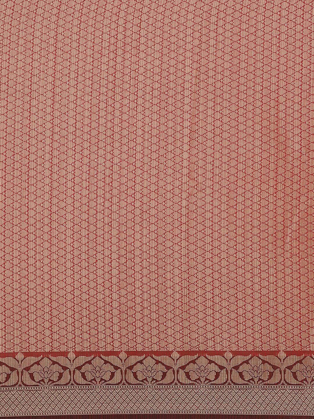 Indethnic Banarasi Maroon Woven Design Work Wear Saree - Saree Detail View