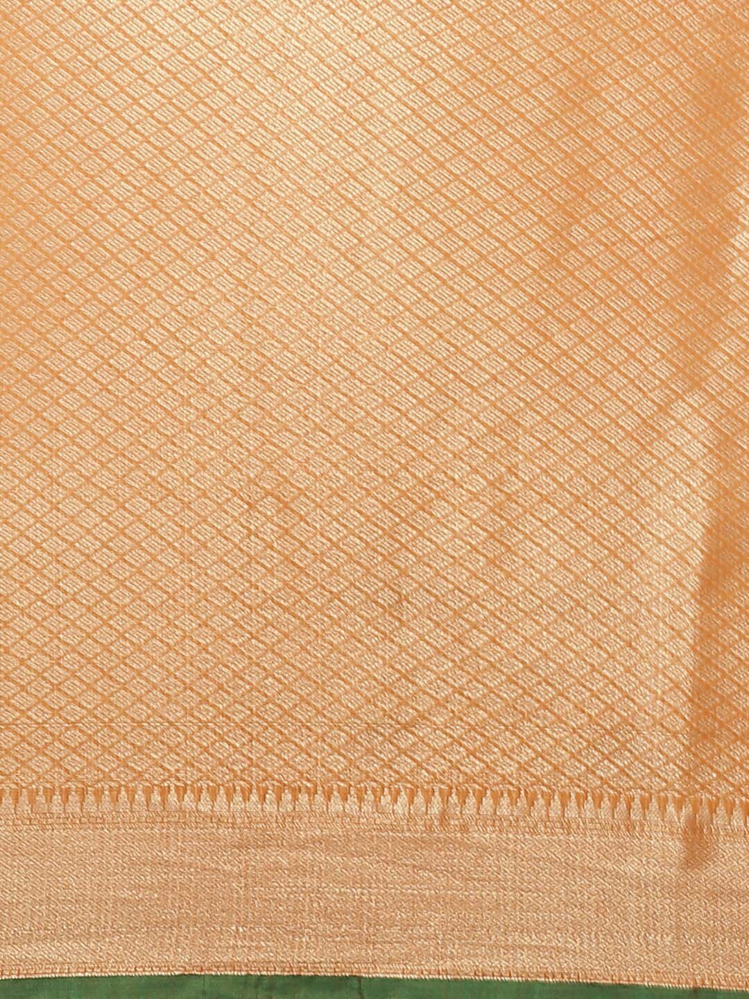 Indethnic Banarasi Orange Woven Design Daily Wear Saree - Saree Detail View