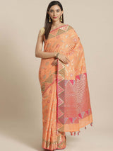 ORNAMENTAL PEACH (BANARASI LIVA SAREE)