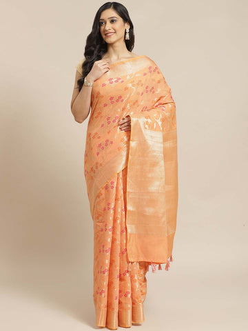 PEACH BLOOM (BANARASI LIVA SAREE)