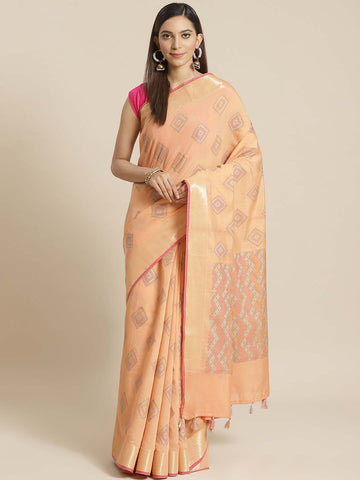 PEACHY DRAMA (BANARASI LIVA SAREE)
