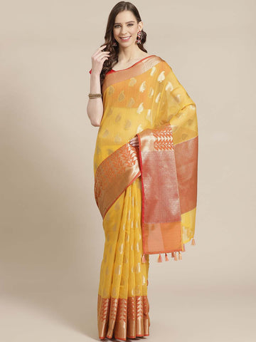 YELLOW CONFETTI (BANARASI LIVA SAREE)