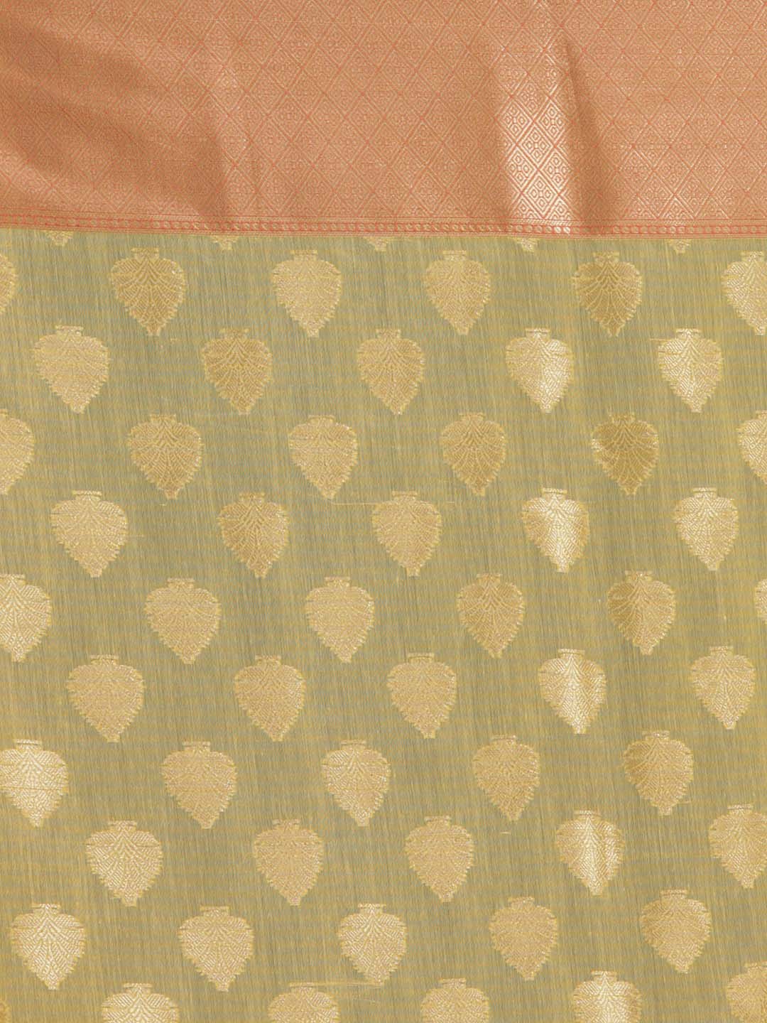 Indethnic Banarasi Yellow Woven Design Festive Wear Saree - Saree Detail View