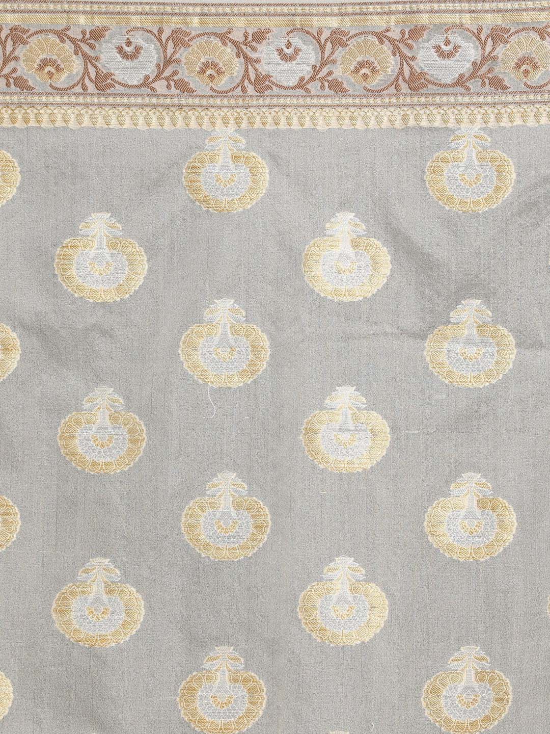 Indethnic Banarasi White Woven Design Festive Wear Saree - Saree Detail View