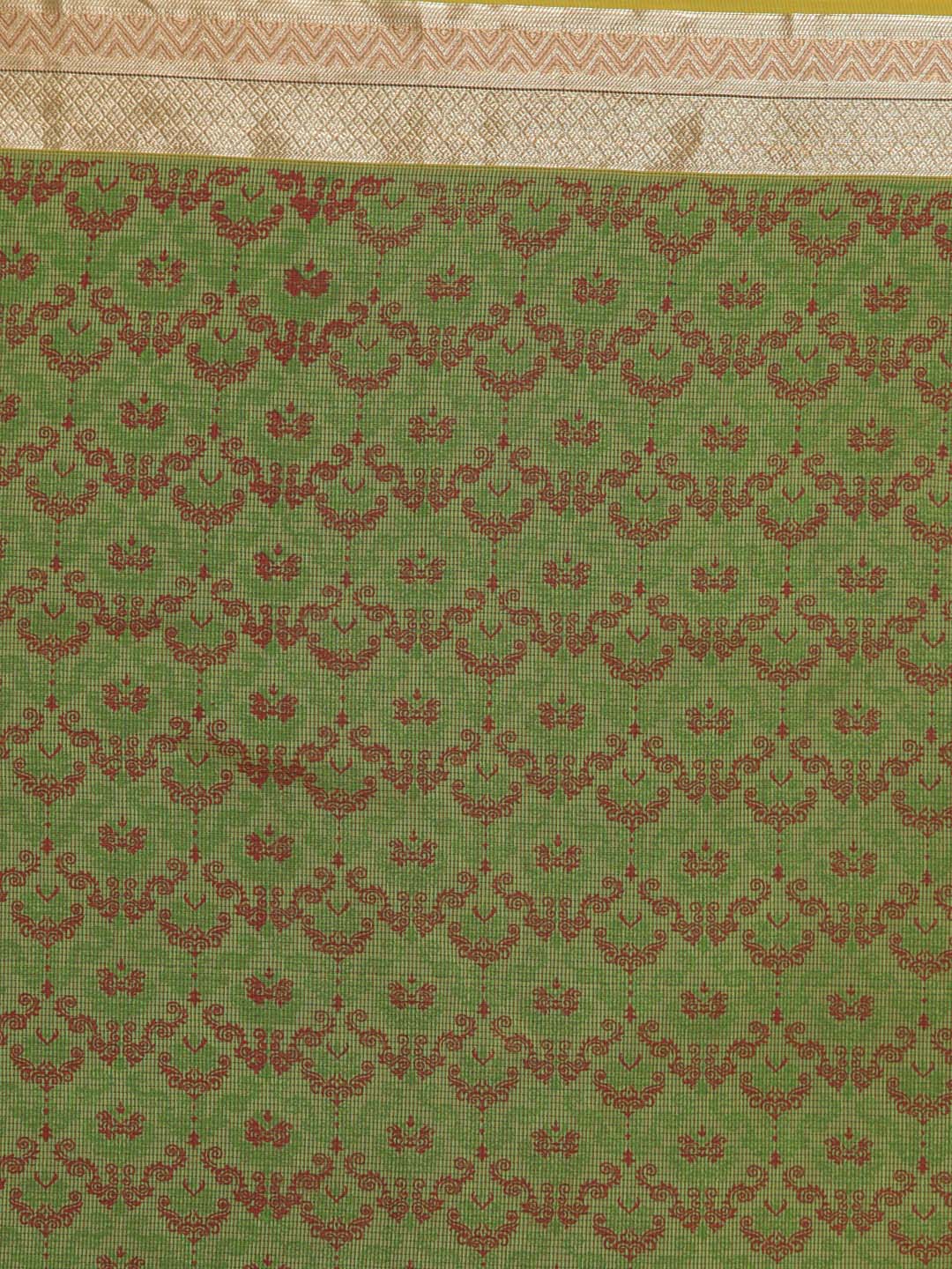 Indethnic Banarasi Green Printed Daily Wear Saree - Saree Detail View