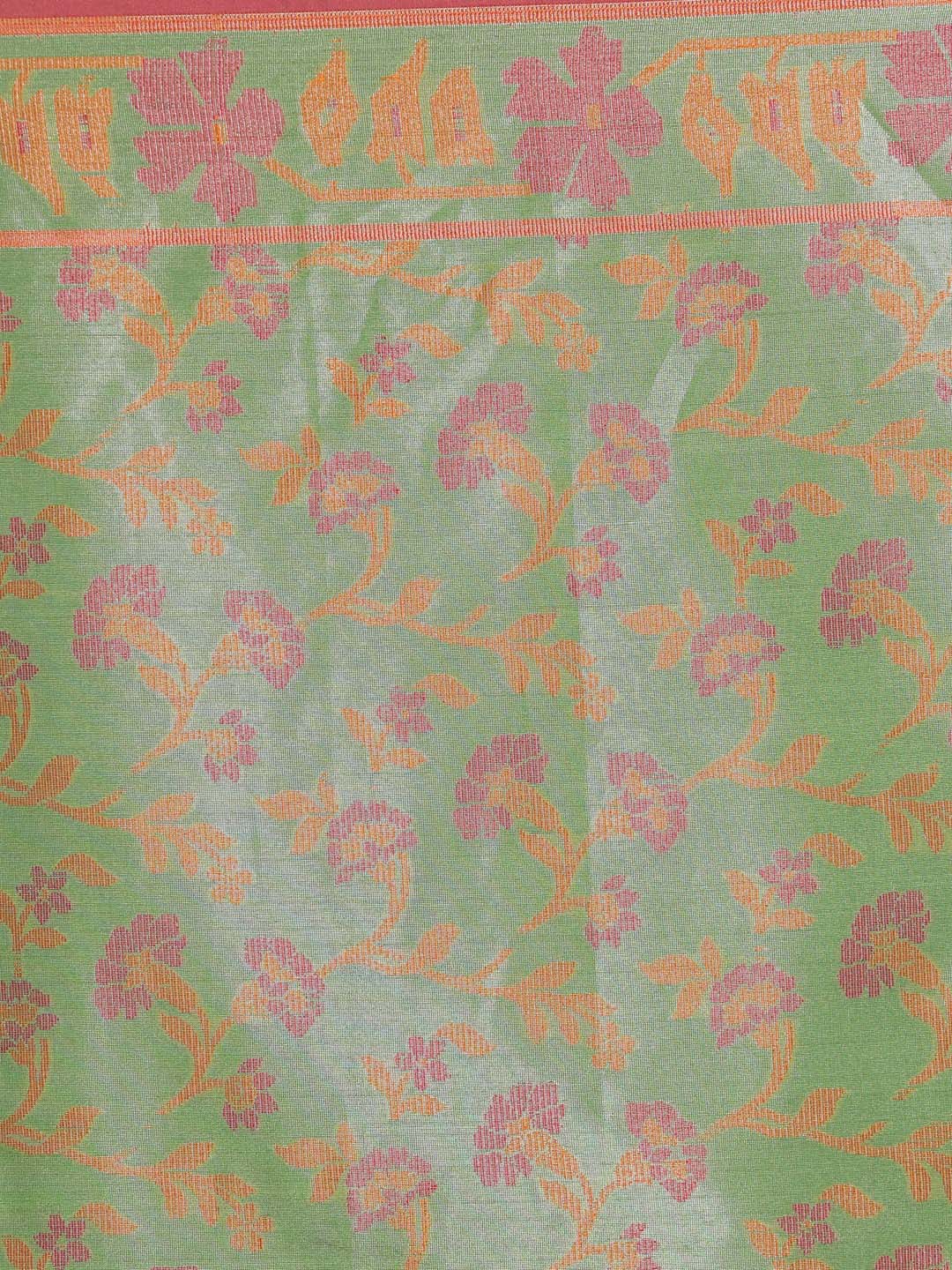 Indethnic Banarasi Green Woven Design Festive Wear Saree - Saree Detail View