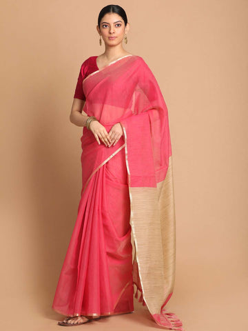 MAGENTA MUCH (BANARASI COTTON BLEND SAREE)
