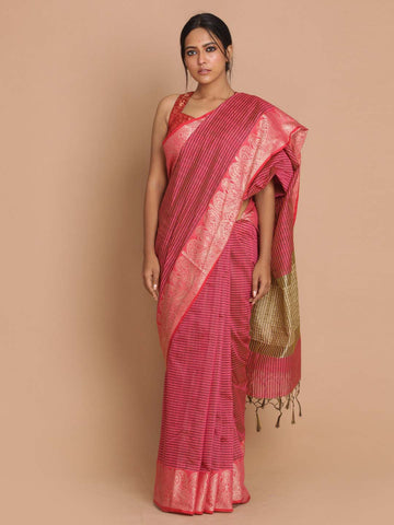MAJESTIC MAGENTA (BANARASI COTTON BLEND SAREE)