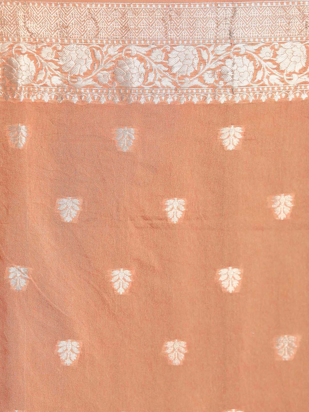 Indethnic Banarasi Coral Ethnic Motifs Woven Design Festive Wear Saree - Saree Detail View