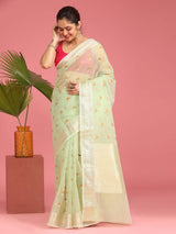 MINT MOTIF (BANARASI COTTON BLEND SAREE)